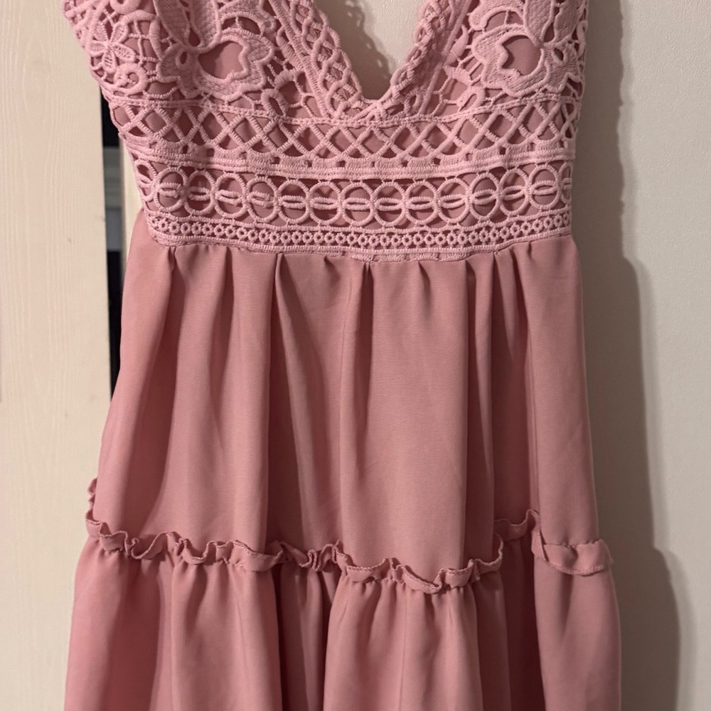Pink Lace Mini Dress